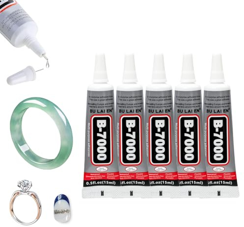 5PCS B7000 Glue 15ml Jewelry Glue Multipurpose Transparent Fabric Adhesive Suitable For Rhinestone Crafts Jewelry Fabric Leather Wood Glass Metal