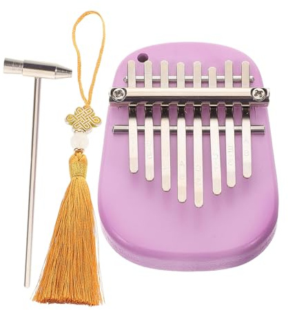 Lila Ovale Kalimba mit 8 Tönen für Anfänger, Tragbar | 1 Satz, Holz Kunststoff Metall, Tägliche Übung und Kleine Auftritte, für Musikliebhaber