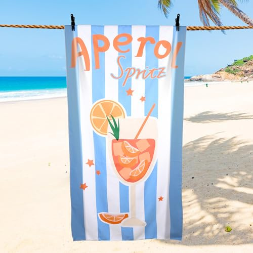 Grünara Holy Aperoli Strandtuch – Aperol Geschenk für den Sommer – 180 x 90 cm Handtuch, Sandfrei & Schnelltrocknend – Lustiges Aperol Spritz Design – Strandtuch für Aperol Fans (Blau)