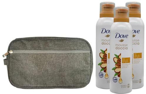 Mousse Doccia con OLIO DI ARGAN, Morbidezza 24h, Nutrimento Profondo 200ml+Pochette (Colori Assortiti) (3 Unità+Pochette)