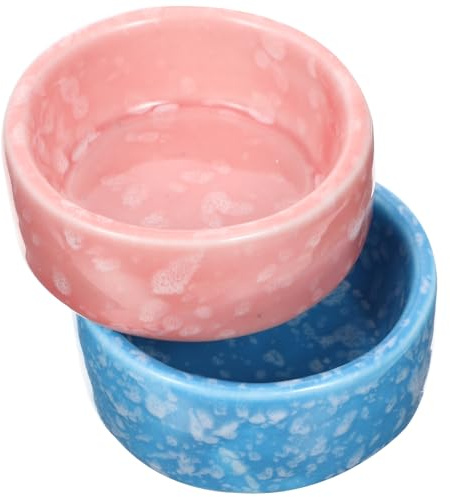 Veemoon 2pcs Ceramic Hamster Food Dish Guinea Pig Bowl Small Pet Feeder with Smooth Surface and Safety Feature for Small Pets