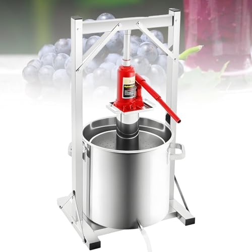 UORDBY Pressa Manuale per Sidro di Mele e Vino, pressa per Sidro in Acciaio Inox con -Sistema Idraulico, Forniture e Attrezzature per la Produzione di Vino D'uva 22L