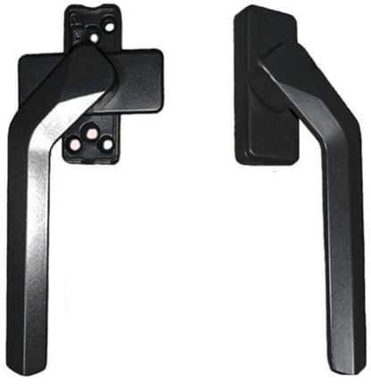 Gettimore Manija de ventana con cerradura para ventanas de pantalla, cerradura de seguridad de aleación de aluminio con diseño de eje cuadrado, acabado de oxidación esmerilada, compatible con negro