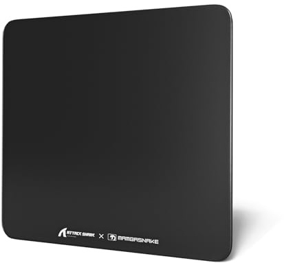 MAMBASNAKE x ATTACK SHARK CM05 Glass Hard Gaming Mousepad,Nano-Micro-Etched Texture,Smooth Glass Surface,High Accuracy,Fast-Moving,Anti-Scratch, PU Leather Non-Slip Base, Large Size(450×400mm)