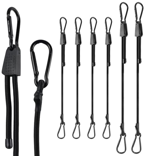 6 Pezzi Corda Elastica con Gancio,Regolabili Corda Elastica,Cavi Elastici di Fissaggio per Trasporto in Gomma Elastica per Valigie,Ganci Cinghia Elastica per Tendalini,Teloni,Campeggio,Bagagli,4*1M+2*
