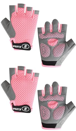 LOZTBUE 2 pares Guantes Bici Niño – guantes bici, Guantes Ciclismo Medio Dedo para Niños de 6 a 13 Años, Antideslizantes,Porosità,Adecuado para Ciclismo,Patinaje sobre Hielo,guantes bici niña (rosa)