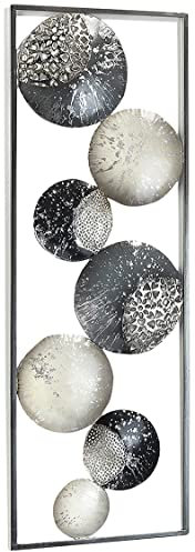 Kobolo Wandbild Wanddeko Metallbild - SLICES - Metall - weiß grau silber - 31x89