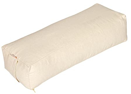 Yogabox Yoga Rechteckbolster Basic, Waschbarer Bezug aus 100% Baumwolle, Yogarolle eckig mit Buchweizenschalen befüllt, Yogakissen groß für Restoratives Yoga, Maße: ca. 60 x 20 x 14 cm