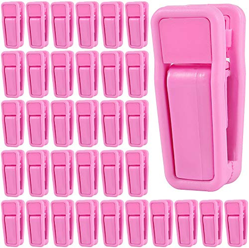 ZOENHOU 100 Pack Pink Plastic Finger Clips for Hanger Strong Pinch, Multi-Purpose Non-Slip Hanger Clip, Plastic Clips for Clothes Pants