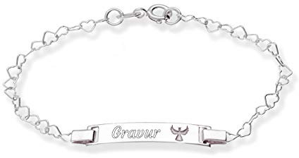LaraZeidler Berlin Mädchen Engel Kinder ID Armband inkl. Gravur beidseitig 925 Silber 16cm