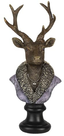 MAISONICA Lady Reindeer Deer Stag Bust Ornament - Female Taupe & Gold Figurine