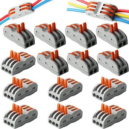 Bornes de Connexion, CESFONJER Connecteurs de fil compacts, Connecteur electrique rapide, Connecteurs de borne bout à bout (7pcs * SPL-2 + 7pcs * SPL-3)