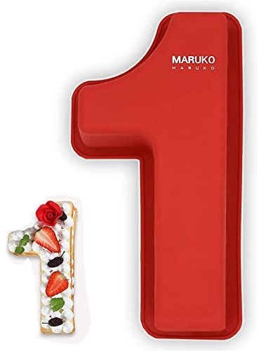 MARUKO Number Cake Tins Silicone, Number 1 Cake Tin Mould, 10 inch 3D Large Silicone Number Cake Moulds, Baking Pans for Birthday and Anniversary, BPA Free, Non-Stick