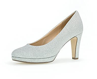 Gabor Damen Klassische Pumps, Frauen Absatzschuhe,hochhackige Schuhe,stoeckelschuhe,Ausgehschuhe,Abendschuhe,Court Shoes,Silber,39 EU / 6 UK