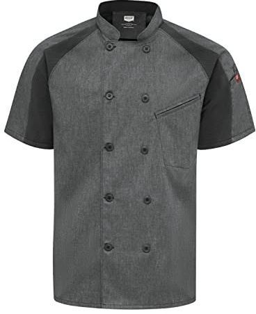 Red Kap mens Airflow Raglan Coat With Oilblok Chef s Jacket, Charcoal Heather With Charcoal/ Black Mesh, Large US