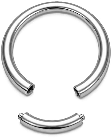 Generisch PIERCINGO® Segmentring TITAN G23 Piercing-Ring Segment EDELSTAHL CHIRURGENSTAHL 316L Nase Septum Ohr Helix Lippe Augenbraue Intim Brust Tragus Nasenring Hoop (1.6mm x 12mm, Titan Silbern)