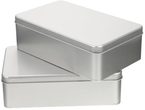 HEMOTON 2 Pièces Boîtes Métalliques Petites Boîtes en Métal avec Couvercles, Pot Vide Cosmétiques en Métal Portable, Rectangulaires pour Bonbons, à biscuits, 7 x 4,32 x 2,16 Pouces
