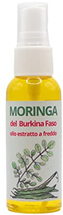 Olio di Moringa puro del Burkina Faso per viso, corpo e capelli. Pressato a freddo, certificato Ecocert. Funzione antiage, nutre e ripara la pelle. (50 ml)