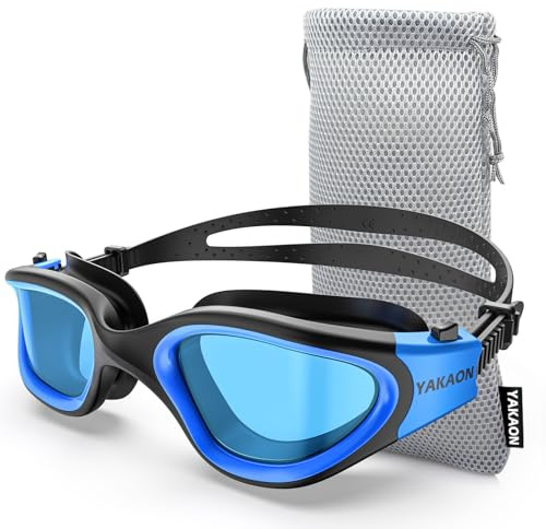 YAKAON G1 Swimming Goggles Adult, Open Water Goggles Swimming Anti Fog UV Protection No Leakage Easy to Adjust for Men Women Teenagers