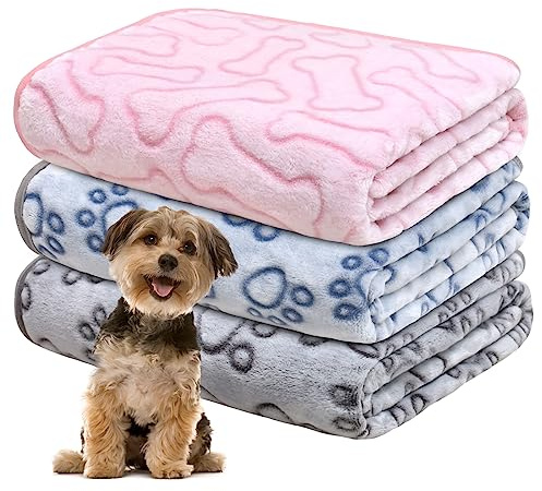 Gorgelly 1 Pack 3 Hundedecke Weiche Haustierdecke Waschbar,50x60cm | Kuscheldecke Flauschig für Kleine Mittlere Hunde Katzen, Sofaschoner für Hunde, Hundedecke für Unterwegs