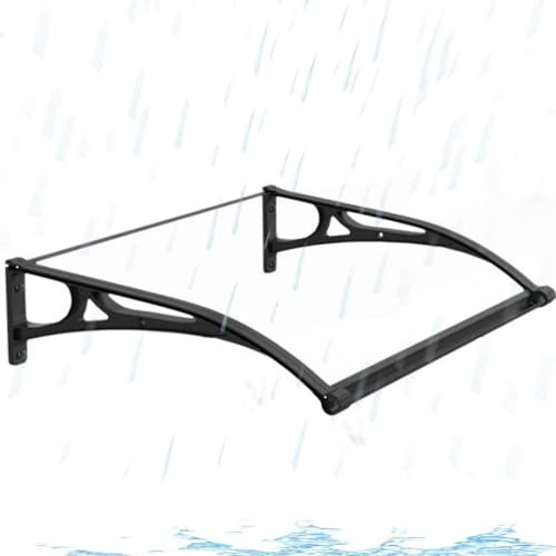 Vordach Haustür Fenster Markise Haustürvordach aus Polycarbonat Pultvordach,Wasserdicht/Regenschutz,Eingang Türüberdachung Pultbogenvordach,Rundbogenvordach Vordach mit Halterungen,A-80x110cm/31x43