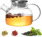 Diompirux 1000ml hochwertig Teekanne aus Glas mit Deckel, Hitzebeständig und Mikrowellenbeständig, Herausnehmbarer Edelstahlfilter und Ausguss-Filter, für Schwarzen Tee, Grüner Tee, Fruchttee