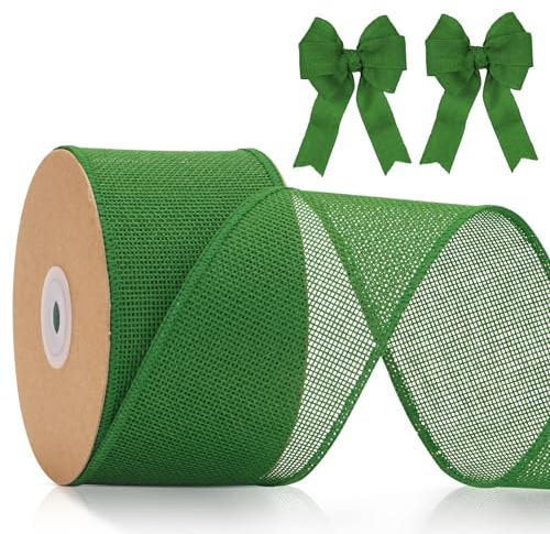 jijAcraft 6cm Juteband mit Draht Grün: Breit Geschenkband für Schleifen 10M Schleifenband zum Basteln Jute Dekoband für Weihnachtskranz Geschenk