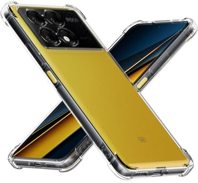 Cresee Funda transparente para Poco X6 Pro 5G con esquinas reforzadas, protección de cámara, ajuste delgado, a prueba de golpes, flexible, TPU para Xiaomi Poco X6 Pro, transparente