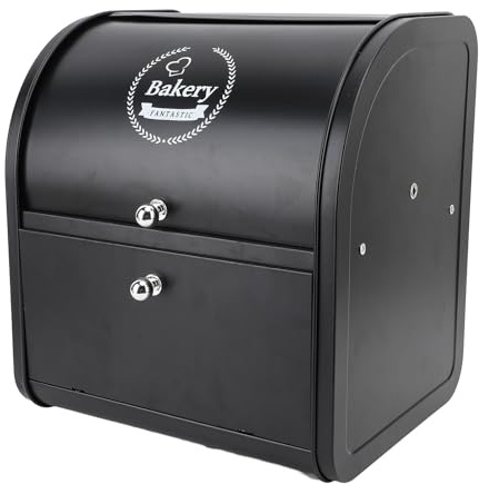 Asixxsix Panera de Metal, Contenedor de Almacenamiento de Pan con Tapa Enrollable de Doble Capa, Soporte para Contenedor de Pan de Gran Capacidad, Soporte para Pan para Decoración (Flip