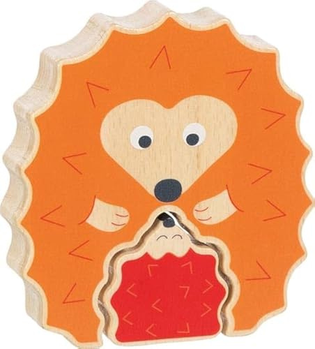 goki 57331 - Aufstellpuzzle Igel aus Holz – Lernspielzeug, Fördert Kreativität, Geschicklichkeit, Konzentration und Fantasie, 2-er Set, ab 1 Jahr