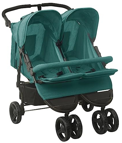 Willood Tandem Kinderwagen Geschwisterwagen Zwillingskinderwagen Grün Stahl