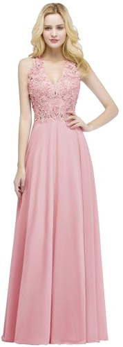 Misshow Robe Festival de Canne Robe de soirée Longue Rose poudré Amazon Robe de Soiree 46