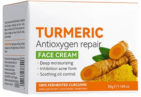 Crème Éclaircissant Curcuma Visage,Crème Anti-Rides Curcuma,Crème Réparatrice Curcuma Visage,Crème Curcuma Éliminateur de Taches Brunes,Hydratant Facial au Curcuma pour les Taches Sombres 50g