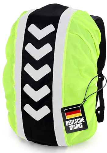 FLEXEO Regenschutz Rucksack-Cover mit Reflektoren (42-55L) Wasserabweisende Regenhülle für Rucksäcke, Regenschutzhülle, Raincover, Regencover, Regenhaube, Rucksackhülle reflektierend (Schwarz-Gelb)