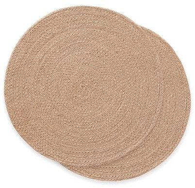 Manteles Individuales Redondos, Salvamantel Yute, Natural Hecho a Mano, 15x15 cm Pack 2 Unidades