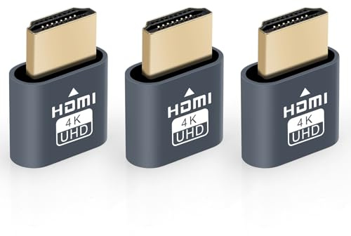 AXFEE HDMI Dummy Plug Émulateur d'affichage, 3 PCS Prise Virtuelle HDMI 4K | Plug and Play,Supporter 4K@60Hz 3840x2160,Adaptateur HDMI Headless,Headless Ghost Display Emulator pour Laptop/Moniteur(Gris)