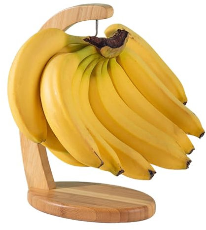 Banana Hanging Hook - Wooden Banana Tree Hanger, Banana Tree Stand with Metal Hook, Banana Holder Stand to Keep Bananas Fresh, Sleek and Sturdy Design for Fruit Storage at Home Kitchen