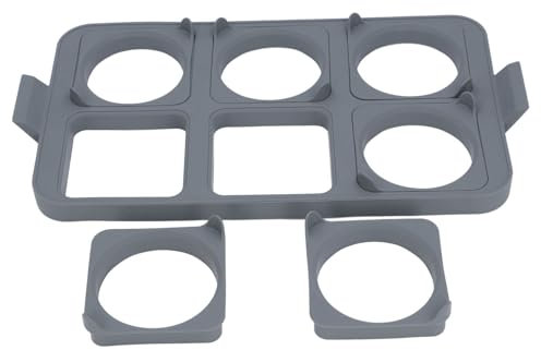 Anillos de huevo de silicona, bandeja de anillo de huevo de grado antiadherente, 6 anillos extraíbles de huevo de silicona, dos formas, fácil cocción, para sándwiches de desayuno