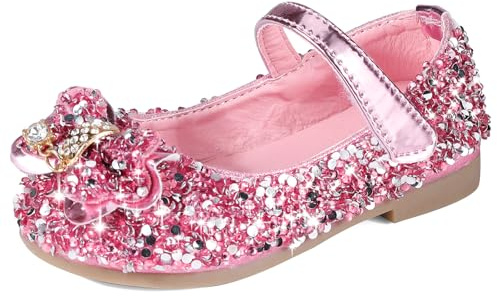 MK MATT KEELY Prinsessa skor flicka klänning ballerina festkostym balettskor, Rosa med rosett, 23.5 EU
