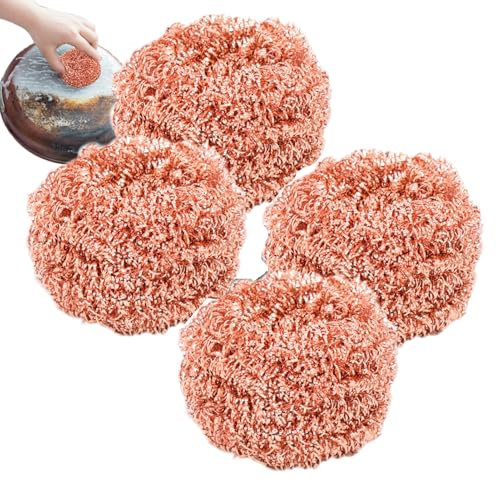 Scheuerschwämme aus Stahlwolle, Metall-Scheuerschwämme, Spülbürste, Küchenbürste, Stahlwoll-Pads, Geschirrspülschwamm, Topfschrubber für Badezimmer, Spüle, Grill, Herd, Ofen, 4 Stück
