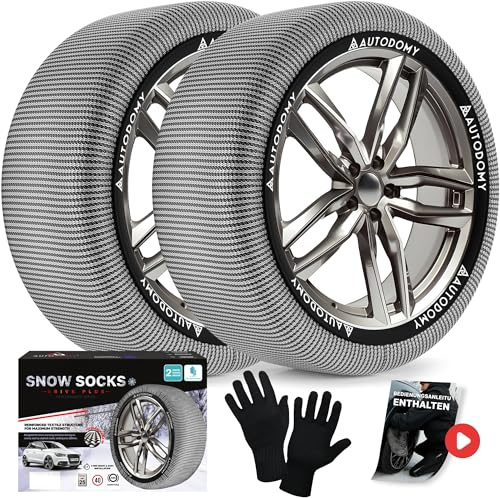 Autodomy Textil Schneeketten Größe S Kompatibel mit Allen Reifen | Reifensocken für Winter die den Reifen Nicht Beschädigen | Textil Schneeketten Auto, Homologiert Schnell Ohne Werkzeug