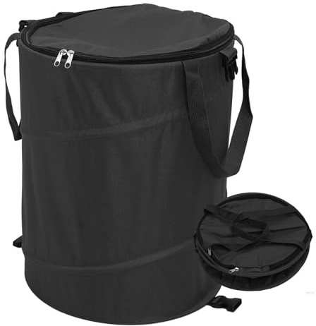 Gartensack 91L wasserdicht Gartenabfallsack mit Griffe, stabil Laubsack,Selbststehend Gartensäcke,Wiederverwendbare für Gartenabfälle Grünschnitt (Schwarz, Groß)