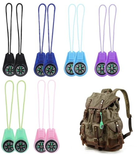 12 Stück Multi-Farbe Mini Überleben Kompass,Mini Kompass Anhänger,Anhänger Compass,Für Camping Wandern Outdoor Gadgets Wandern
