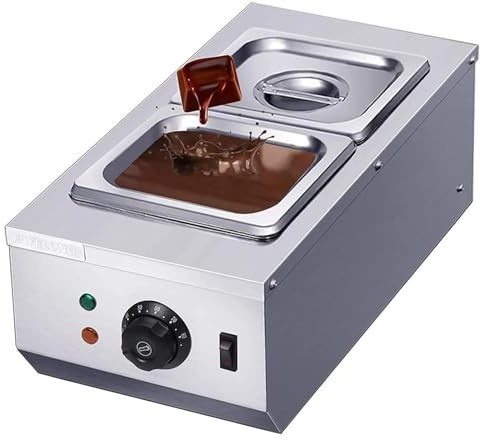 Máquina de templado con capacidad de 6 litros en acero inoxidable, derretidor eléctrico de chocolate de doble olla, temperatura ajustable de 50 °C a 85 °C, ideal para derretir mantequilla, chocolate y