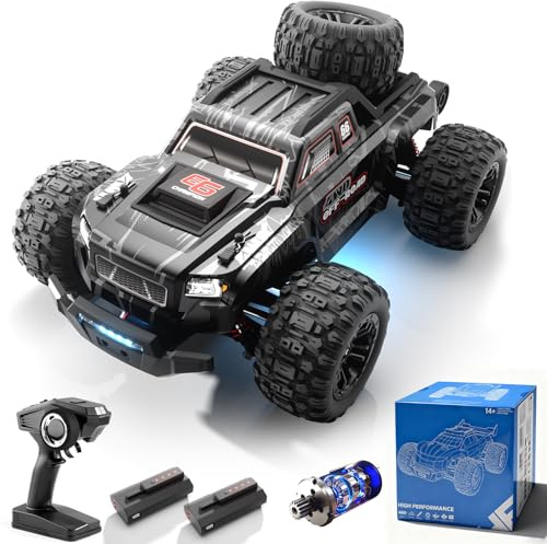 dexinco Auto radiocomandata senza spazzole, 1/16 RC, 55 km/h, camion telecomandato, 4 WD All Terrains fuoristrada, camion radiocomandato, 2,4 GHz, crawler RC con 2 batterie