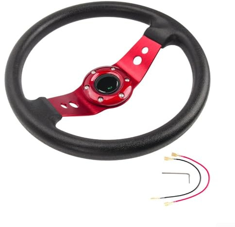 Rundes 320 mm 13 Zoll Rennspiel-Lenkrad mit PU-Ledergriff, kompatibel mit verschiedenen Radständern und Controllern (Rot)