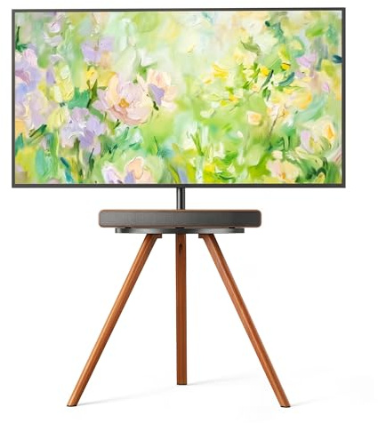 PEGZONE TV Ständer für 45 bis 65 Zoll LCD LED OLED Bildschirm bis zu 40 kg | Tragbarer TV Staffelei Holz mit Holztablett, Tripod TV Standfuss höhenverstellbar schwenkbar, Max VESA 600x400mm,für Haus