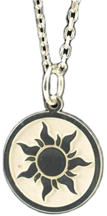 Magische Sonne Anhänger Halskette aus 925er Sterlingsilber | himmlischer Schmuck | 45 cm Kette (18 Zoll) | Stift 24 mm | Sonnenwachssiegel | Esoterisch versilbert | Unisex | WW_PNK_02457