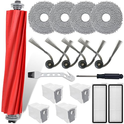 Zuuyye – 17 Piezas para Roborock QV 35A/QV 35S & QR 598/QR 798: 1 Cepillo Principal, 4 Bolsas de Polvo, 4 paños, 2 filtros, 4 cepillos Laterales, 1 Cepillo Limpieza, 1 Destornillador.