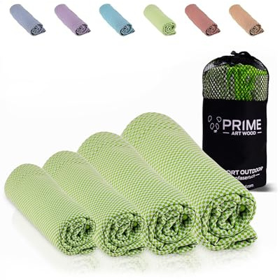 PRIME ART WOOD® Bamboo Travel Towel - Ultralight, Quick Drying, Sustainable, Antibacterial - Microfibre Towel in in Grey, Blue, Green, Red, Purple - Comparison Winner 2018, Green, XL - 200 x 80 cm
